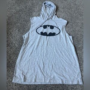 Gray Sleeveless Hoodie with Batman Logo Gotham city boxing mens preloved large